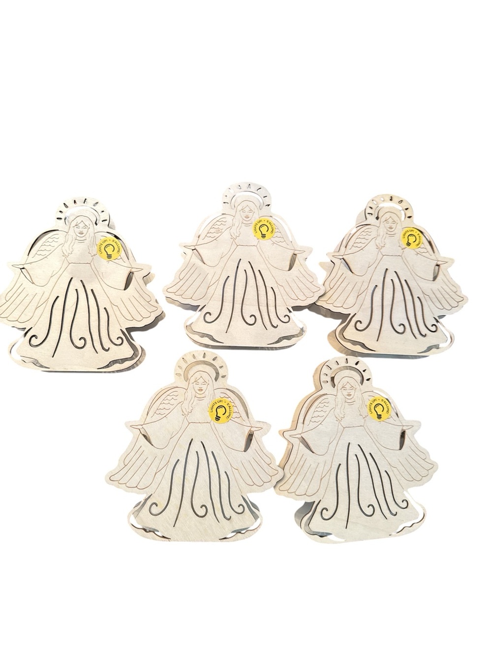 NWT Make Market Wood Angel Decor Set of 5 Light Up DIY Christmas Holiday Decor